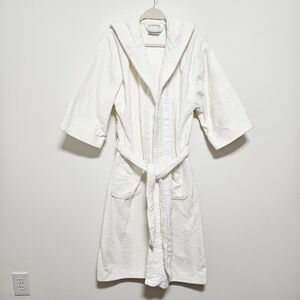 VTG TJ Lawford Womens Turkish Towel Spa Bathrobe 100% Cotton Chunky Long Ivory S